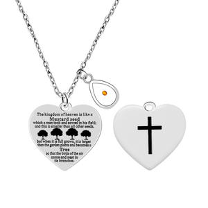 Collar de Acero Inoxidable de Doble Cara con Cruz y Corazón con Versículo Bíblico, Joyería de Fe con Semilla de Mostaza y Montaña <span class=keywords><strong>para</strong></span> <span class=keywords><strong>Mujer</strong></span>, Resistente al Deslustre - Product Image 6