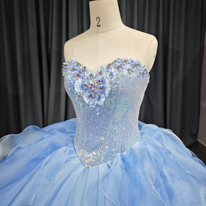 Jancember 6617 magnifiques paillettes bleues cristal robes de soirée Vestido De Fiesta Para Mujer - Product Image 1