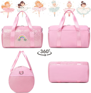 US-Lager Tanzbeutel für Mädchen, Ballettasche, glänzender Regenbogen-Glitzer-Sportbeutel für Kinder, wasserdicht, mit getrenntem Trocken- und Nassfach - Product Image 4