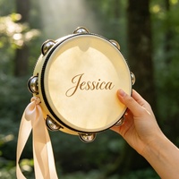 Natural Sheepskin Birch Wood Tambourine 4/6 Inch Wedding Hand Drum Wholesale Custom Logo Festival Souvenir Gift