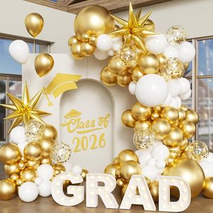 Set de Decoración de Lujo para Fiesta de Graduación, Globos de Plástico Azul Marino, Blanco y Dorado, para Escuela Secundaria y Celebraciones, Gran Venta - Product Image 2