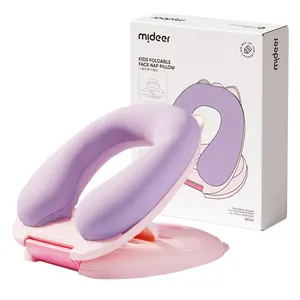 mideer MD1238 Kids Foldable Face Nap Pillow - Mousse Purple kids soft memory foam fabric travel neck pillow with snap