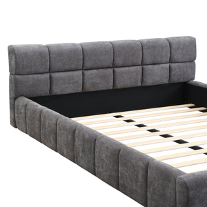 Modern Adjustable Fabric Upholstered Solid Teak Wood Frame Eco-Friendly Soft <b>Bed</b> Set - Product Image 3