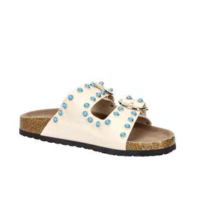 Ciabatte basse da donna SASS250282 beige alla moda con pelliccia - Product Image 6