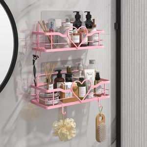 Pink <strong>Shower</strong> Caddy with 4 Removable Hooks 2 Pack Sweet Heart <strong>Shower</strong> Shelves - Product Image 3