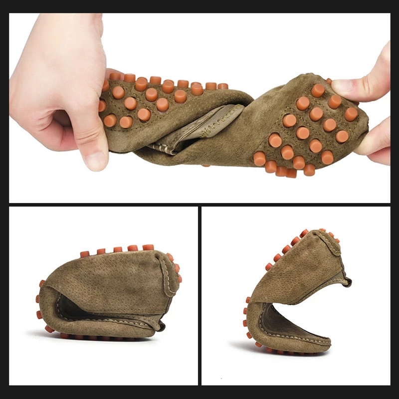Plus Size 38-49 Pigskin Men Pea Soft Shoes Flats Light Breathable Slip-on Loafers Casual Shoes