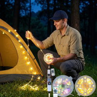 Guirlandes lumineuses USB rechargeables détachables avec télécommande pour l'extérieur, le camping et l'ambiance de tente