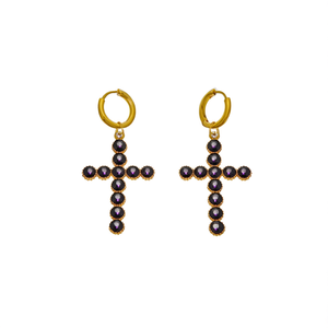 Boucles d'oreilles croisées PND202404-1014 en acier inoxydable 316L plaqué or PVD, bijoux durables et résistants, tendance - Product Image 2