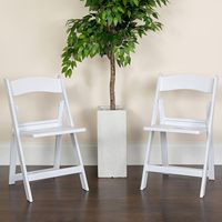 Chaises pliables empilables d'extérieur pour fête et mariage en plastique blanc en forme de longue bande Chaise pliante en résine pour événement