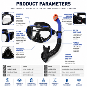 Maßgefertigte Taucherbrille aus Gehärtetem Glas Schnorchelset mit Volltrocken-Schnorchel Hypoallergenes Silikon Professionelles Schwimmset in Gelb - Product Image 5