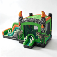 Château gonflable Dino Park avec toboggan, monde des dinosaures jurassiques, structure gonflable commerciale pour enfants, combo château de saut extérieur