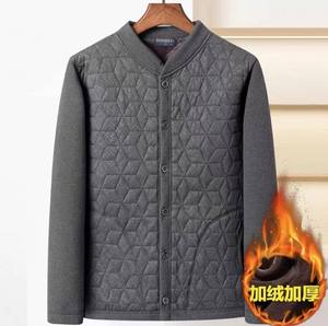 Conjunto de Cárdigan Informal con Logotipo Personalizado para Hombres de Mediana Edad y Mayores, Chaqueta Acolchada de Terciopelo para Invierno, para Papá y Abuelo - Product Image 2
