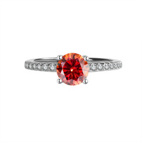 Bague de fiançailles SPJ de luxe en argent sterling 925 avec moissanite ronde de 1 carat, couleur D, qualité VVS1, bague de promesse de mariage pour femme