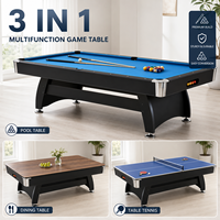 Table de billard multifonction 3-en-1 en bois de 8 pieds, table de billard, table de ping-pong et table à manger combinées, vente en gros