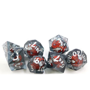 Jeu de dés de jeu de rôle Yushun 7 pièces en résine rouge avec des chiffres blancs, jeu de dés de plateau sur le thème de <span class=keywords><strong>Spiderman</strong></span> - Product Image 3