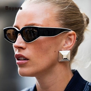 Boyarn แว่นตากันแดดกีฬาอินเทรนด์ใหม่กรอบสีขาวย้อนยุค UV400ทรงรีตาแมว - Product Image 2