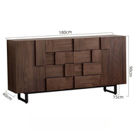 Buffet traditionnel de luxe en bois de couleur noyer, taille 180, console de rangement, table pour chambre à coucher et hôtel