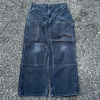 Fabricant Vintage Old Color Hommes Denim Jean Crazy Faded Paint Boot Cut Baggy Jeans Double Knee Work Wear Carpenter Cargo Pants