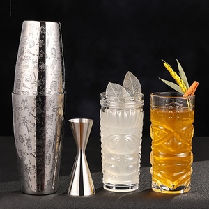 Ensemble de mixeur <span class=keywords><strong>Tiki</strong></span> en acier inoxydable, <span class=keywords><strong>shaker</strong></span> Boston gravé, doseur, cuillère de bar, gobelet en étain, verres à cocktail, <span class=keywords><strong>shaker</strong></span> - Product Image 5