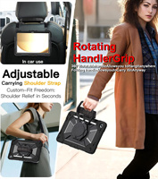 Vente en gros B2B, robuste, résistant aux chutes, 360 degrés, noir °   Étui de tablette portable rotatif avec sangle de transport pour Samsung Galaxy Tab A9+/A11+ 11 pouces