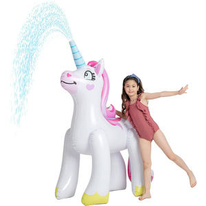 Inflatable Water Spraying Unicorn Garden Toy 160cm PVC Spray Horse For Kids Outdoor Play - Product Image 3