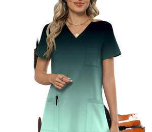 Comfortable Woven Cotton Medical <b>Scrub</b> <b>Tops</b> Unisex Vibrant Colorful Prints Classic V Neck Design Hospital Clinic Daily Wear 2026 - Product Image 1