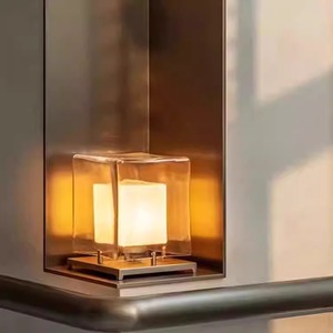 Table Lamp Square Glass Design Led Light Source E27 Bulb Base Switch Control Home <b>Decor</b> <b>Lighting</b> Fixture - Product Image 4