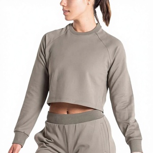 เสื้อครอปท็อปผ้าฟลีซคอตตอน 100% ระบายอากาศได้ดี คุณภาพสูง สำหรับผู้หญิง ฤดูใบไม้ร่วง ฤดูหนาว แห้งเร็ว ออกแบบได้ตามต้องการ - Product Image 3
