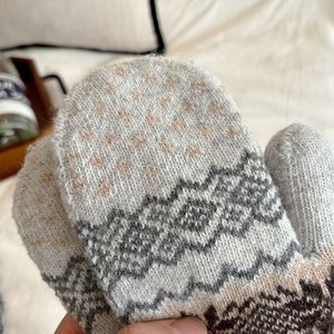 Snowflake Knitted <b>Wool</b> Knitted Thermal Gloves Unisex Double Layer Cold Protection Fleece Thickened Finger Bag - Product Image 4