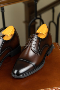 <span class=keywords><strong>Scarpe</strong></span> Derby da <span class=keywords><strong>Uomo</strong></span> con Punta Rinforzata, Aumento di Altezza Nascosto di 2 cm, in Vera Pelle, Eleganti Formali con Lacci per Matrimoni e Ufficio - Product Image 2
