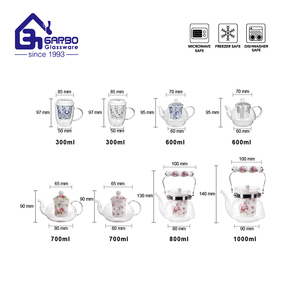 Cao borosilicate chịu Nhiệt Thủy Tinh ấm trà với Infuser Stovetop an toàn uống Tea Kettle <span class=keywords><strong>Pitcher</strong></span> 550ml trà thủy tinh trà nồi - Product Image 3