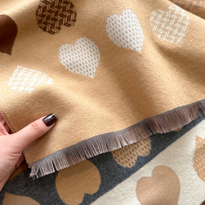 Bufanda Jacquard de corazón esencial de invierno para mujer-Diseño tradicional dulce y versátil en Cachemira de imitación de felpa - Product Image 3