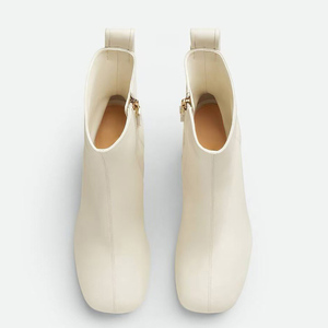 Fashion Trend Women Short <b>Boots</b> Square Toe High Chunky Heels Shoes Side Zipper Ankle - Product Image 4