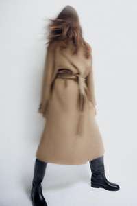 معطف KP&ZA نسائي طويل وأنيق بتصميم كلاسيكي لفصلي الخريف والشتاء، لباس خارجي كاجوال بسحاب مع بطانة من الصوف وفرو الأرانب، مصبوغ ومسامي للسيدات - Product Image 4