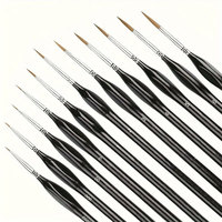 Coffret Cadeau de Noël : 10 Pinceaux de Détail à Poils de Loup à Trois Pointes avec Manches en Bois |   Pinceaux de contour pour aquarelle à l'huile