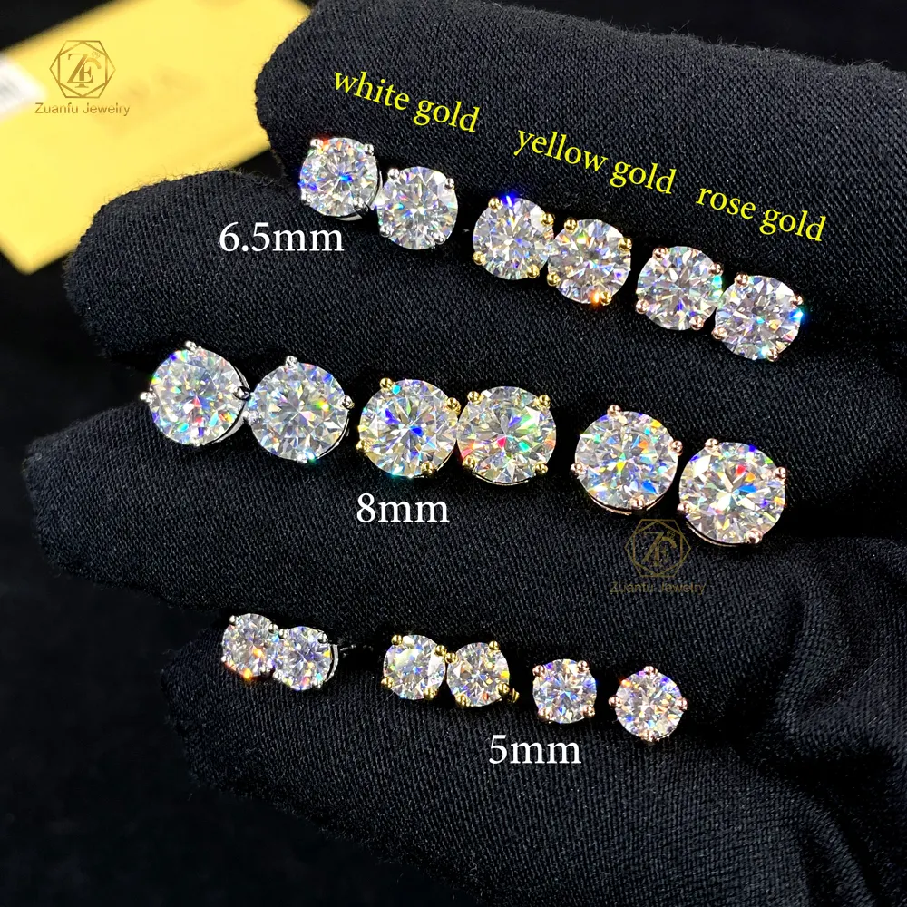 Cheapest Price 925 Silver D Color VVS1 1CT Moissanite Earring Hip Hop Jewelry 8mm 6.5mm Stud Earrings with Free GRA Certificates
