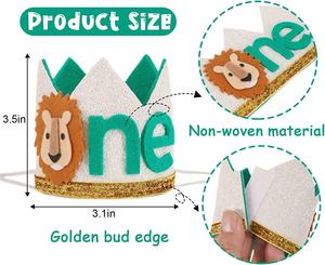 Diadema de Fieltro con Lentejuelas y Corona de León para el Primer Cumpleaños del Bebé, Estilo Dulce, con Logotipo Personalizado - Product Image 2