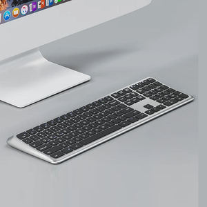 คีย์บอร์ดไร้สายแบบ Ergonomic ขนาดเต็ม ดีไซน์โค้ง รองรับโหมดคู่ ชาร์จซ้ำได้ พร้อมแป้นตัวเลข เชื่อมต่อบลูทูธ - Product Image 1