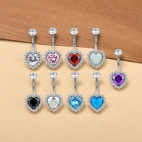 Bijoux de corps en titane ASTM F136 avec zircon, anneaux de nombril multicolores en forme de cœur pour mariage, fiançailles, fête, cadeau