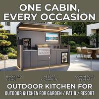 Muebles de Exterior, Gabinete de Cocina Plegable para Barbacoa, Estación de Asado Móvil de Acero Inoxidable con Fregadero y Refrigerador para Playa, Bar o Restaurante