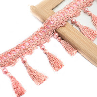 Franges de dentelle pour rideaux de 10 cm, décoration de tissu de rideaux, dentelle à bordure inférieure, dentelle de mariage, boules de perles suspendues