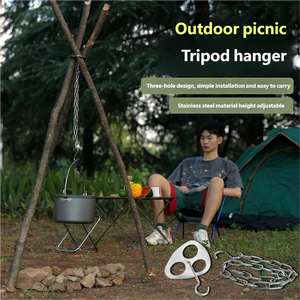 Soporte Portátil para Macetas Colgantes de Exterior con Bolsillo Exterior, Soporte Triangular para Acampar, Trípode de Acero Inoxidable para Guardar alrededor de un Fogata - Product Image 2