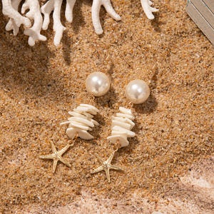 Orecchini a forma di stella marina stile oceano all'ingrosso orecchini a conchiglia elegante unici per le donne - Product Image 3
