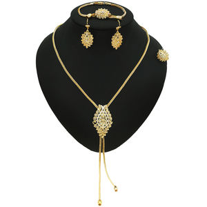 Yulaili 패션 금속 합금 여성 보석 세트 사우디 18K 금도금 크리스탈 세트 신부 아프리카 크리스탈 라인 석 보석 세트 - Product Image 1