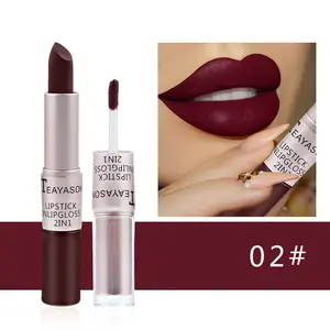 Amazon Bestseller Dual Ended Long wearing Nude matten Lip gloss für Frauen Teayason 2 in 1 abgerundeten flüssigen Lippenstift Lip gloss