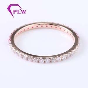 Anillo de diamantes Moissanite Provence 14K Oro rosa macizo 1.8mm Melee Ruby Moissanite Stone Anillos de compromiso Banda - Product Image 3