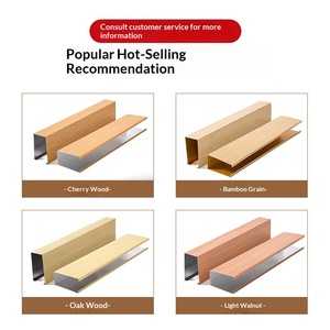 Profilé de grille de plafond suspendu en aluminium à grain de bois, tube carré, <span class=keywords><strong>pour</strong></span> bureaux commerciaux, bande longue, matériau décoratif <span class=keywords><strong>pour</strong></span> plafond - Product Image 3