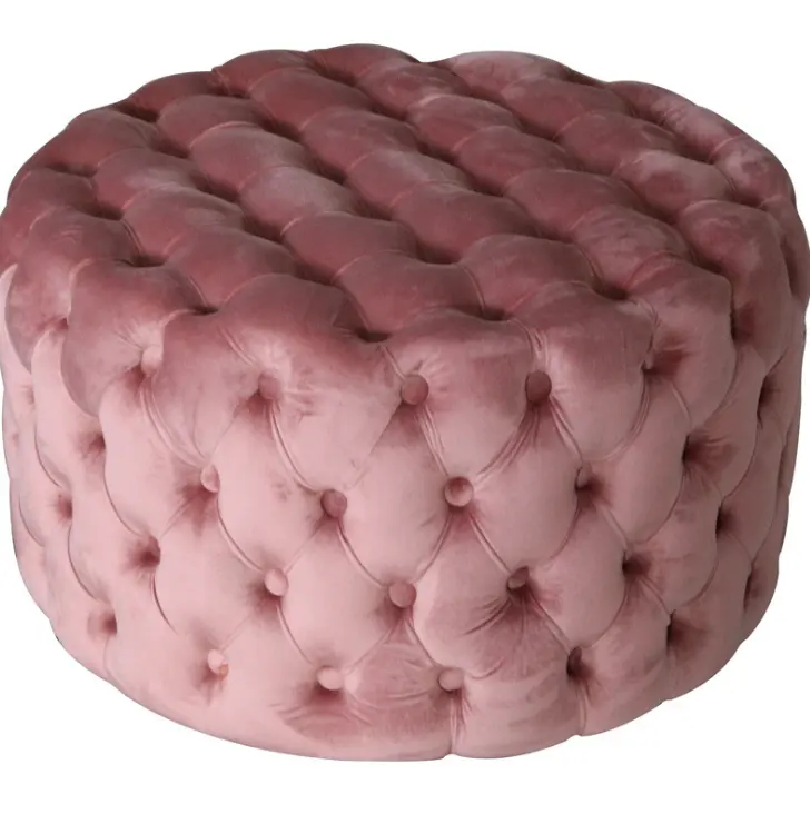 Ghế Bọc Hiện Đại Vải Nhung Xanh Tufted Vòng Chesterfield Ottoman Cho Ghế Pouf Ottoman