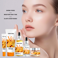 Organic 100% VC Blanqueamiento Iluminador Vitamina C Cuidado de la piel facial Juego de 5 piezas Kit de blanqueamiento Cara Vitamina C Juego de cuidado de la piel