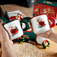 Mug en céramique en forme de pomme de Noël avec cuillère, logo personnalisé, tasse à café, sac cadeau, cadeau promotionnel